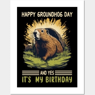 Happy Groundhog Day Funny Birthday Groundhog Lovers Girl Boy Posters and Art